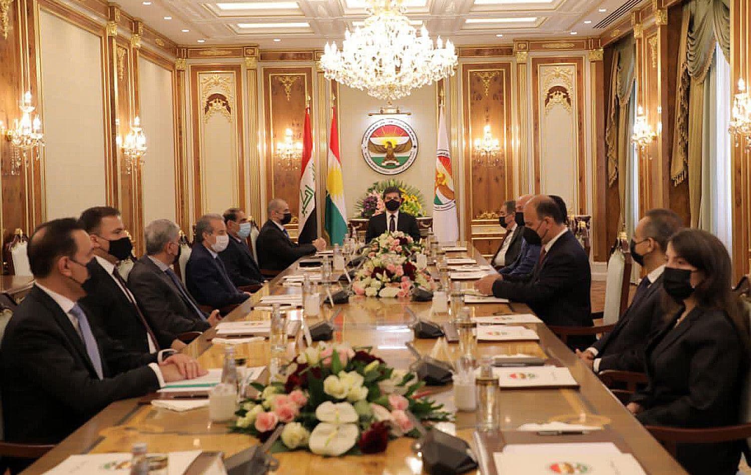KDP and PUK officials meeting in Erbil on November 9, 2020. Photo: KRG Presidency/Twitter