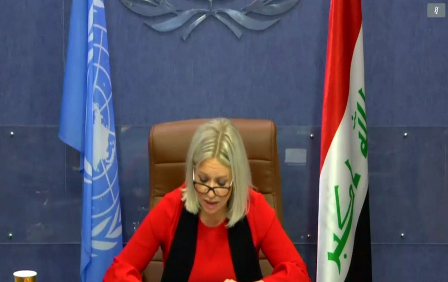 UNAMI chief Jeannine Hennis-Plasschaert speaks to the UN Security Council on November 24, 2020. Photo:screenshot