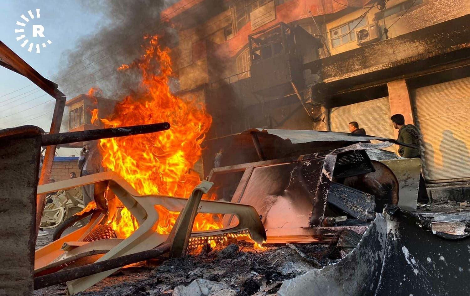 A fire during protests in Saidsadiq on December 7, 2020. Photo: Harem Ali/Rudaw
