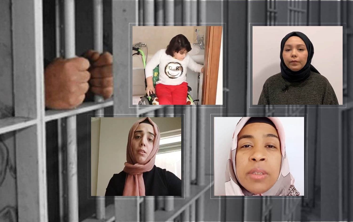 (Clockwise, from top left): Pinar Sana, Betul Alpay, Tuba Ozdemir and Zekiye Atac were all allegedly subject to strip searches by Turkish prison staff. Background image: AA, photos: social media