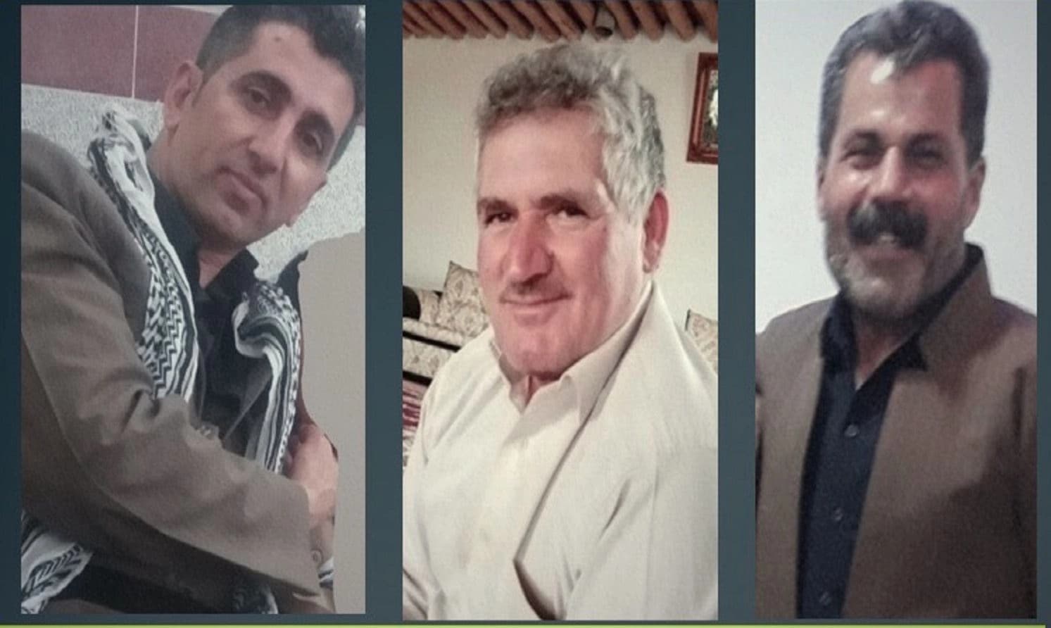 Mohammed Haji Rasulpour, Ali Zulfi, and Qadir Rasulpour were arrested by the IRGC on Wednesday. Photo: KHRN
