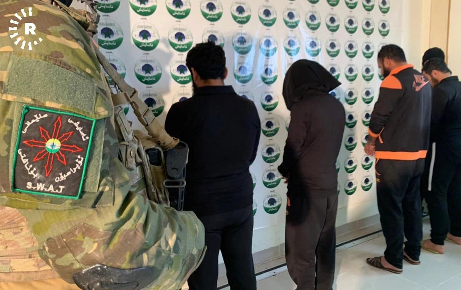 Some of the 10 ISIS suspects arrested in connection with an explosive device planted last month in Said Sadiq. Photos: handout/Asayesh; Graphic: Ahmed Bahram/Rudaw
