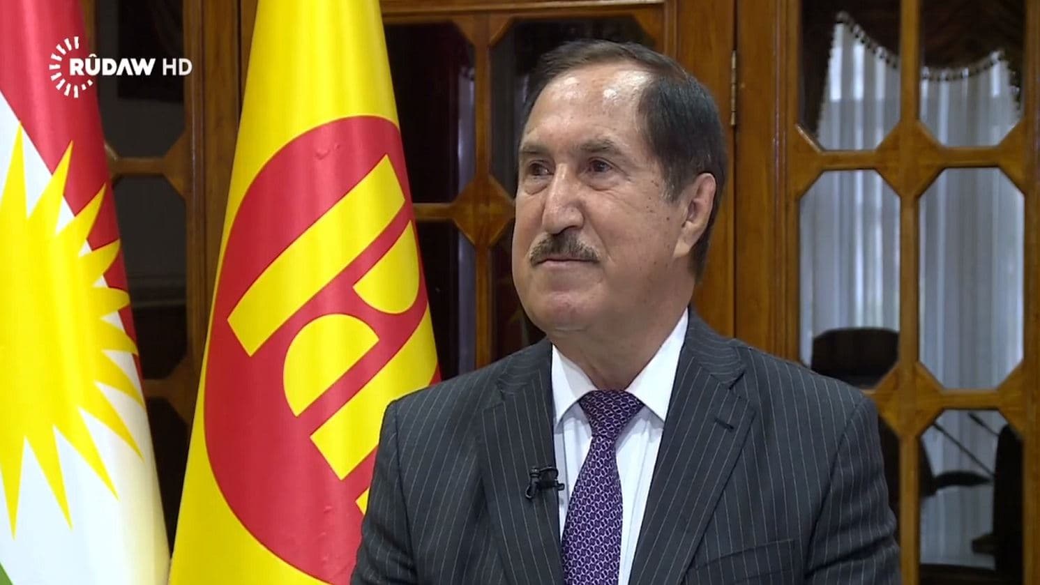 KDP politburo member Jaafar Iminki in an interview with Rudaw’s Sangar Abdulrahman on February 16, 2021. Photo: screenshot / Rudaw