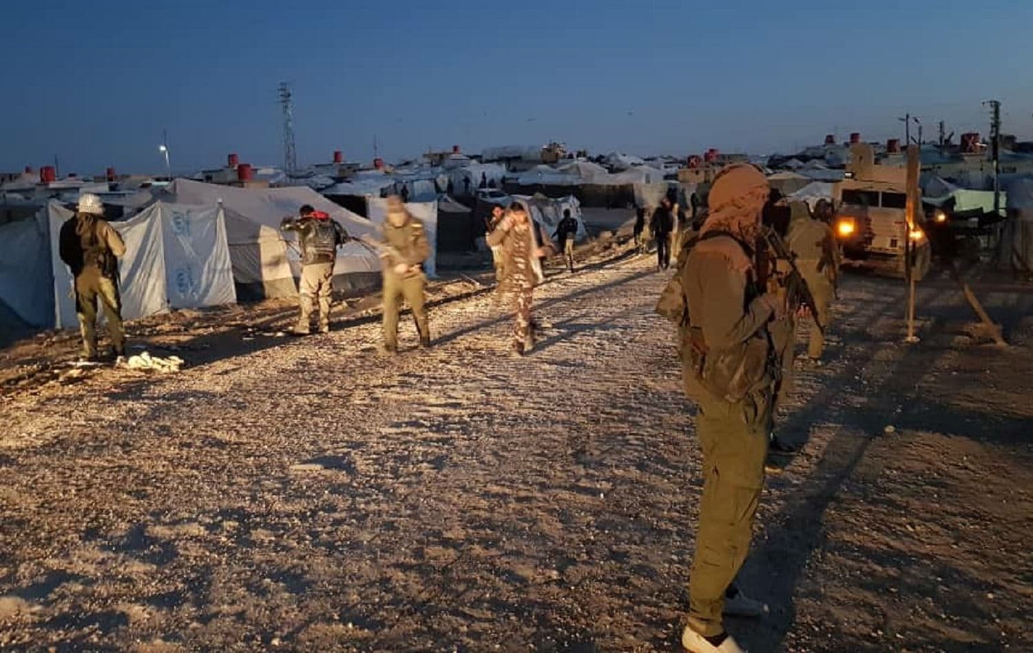 Al-Hol camp at dawn on March 28, 2021. Photo: Hawar News Agency