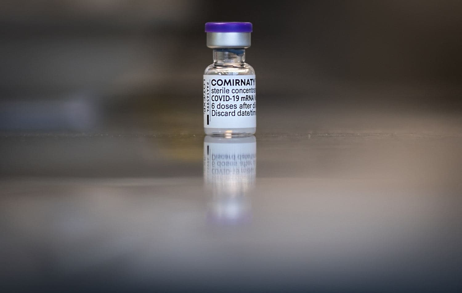 A vial of the Pfizer vaccine at a vaccination center set up at in Nantes, western France. Photo: Loic Venance / AFP