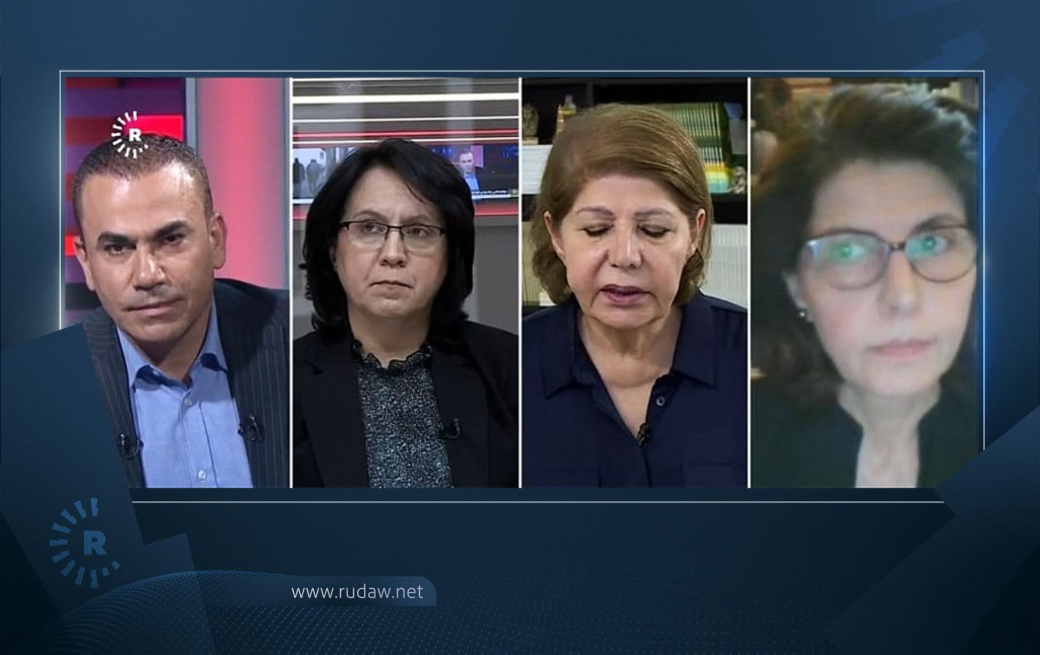 Left to right: Ranj Sangawi, Payman Izzadin, Narmeen Osman, Nazand Bagikhani. Photo: Rudaw TV
