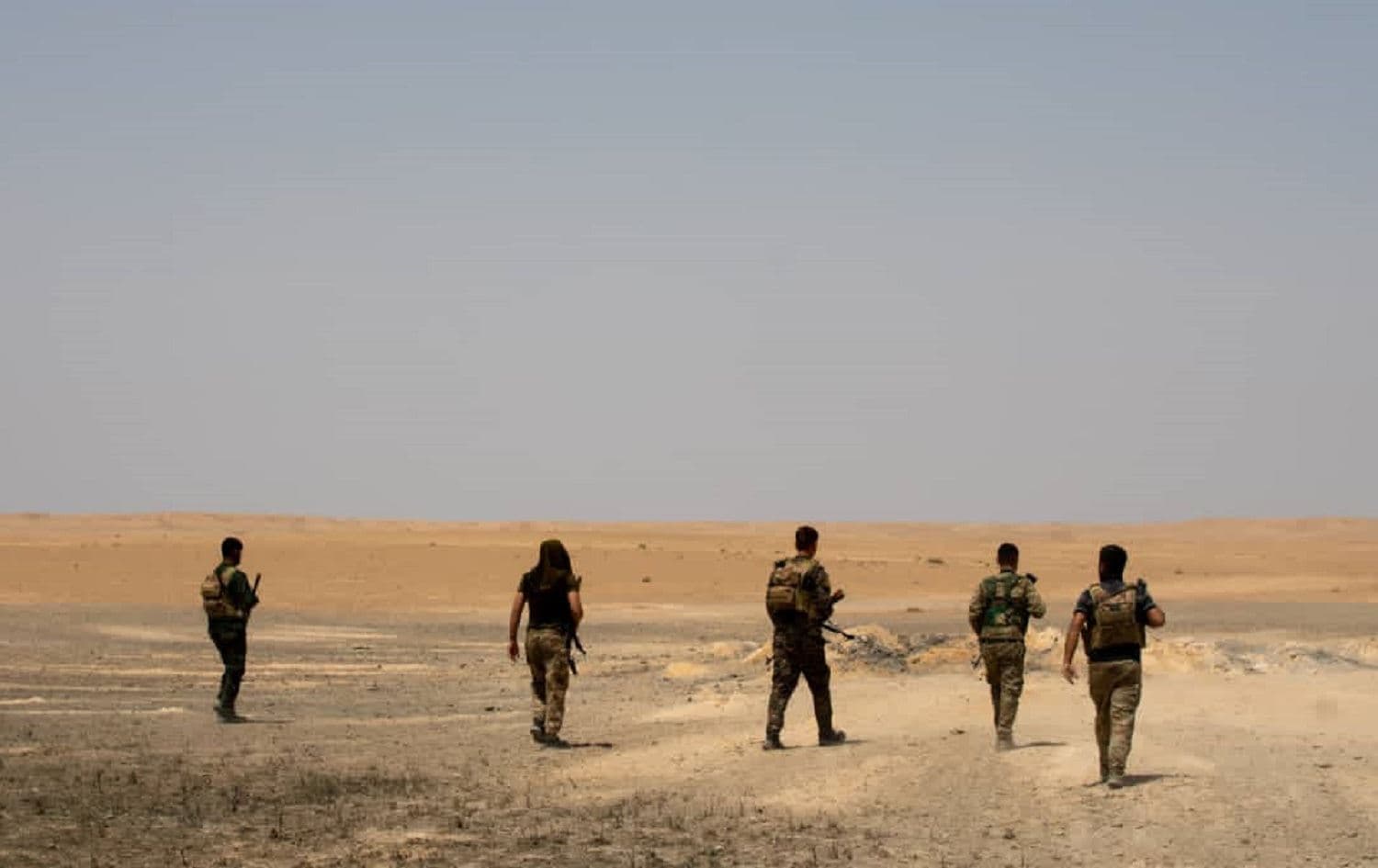Syrian Democratic Forces (SDF) on patrol during a military operation against the Islamic State group (ISIS) in Wadi al-Ajeej in Deir ez-Zor province. Photo: handout/SDF