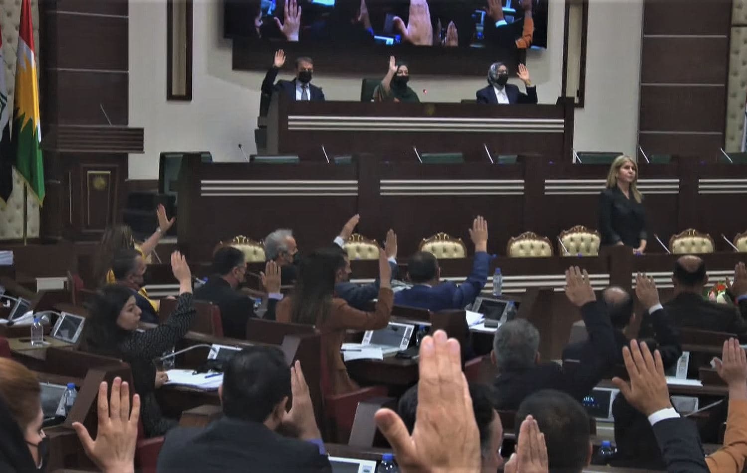 MPs voting on May 18, 2021. Photo: screenshot/Kurdistan Parliament