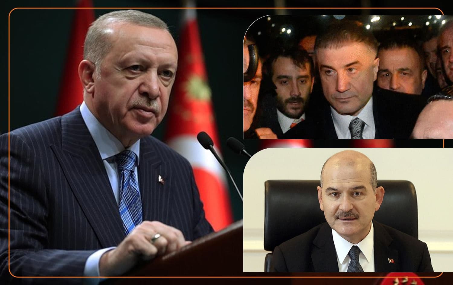 File photos of Erdogan, Peker and Soylu. Photos: AA. Graphic by Ahmed Bahram/Rudaw