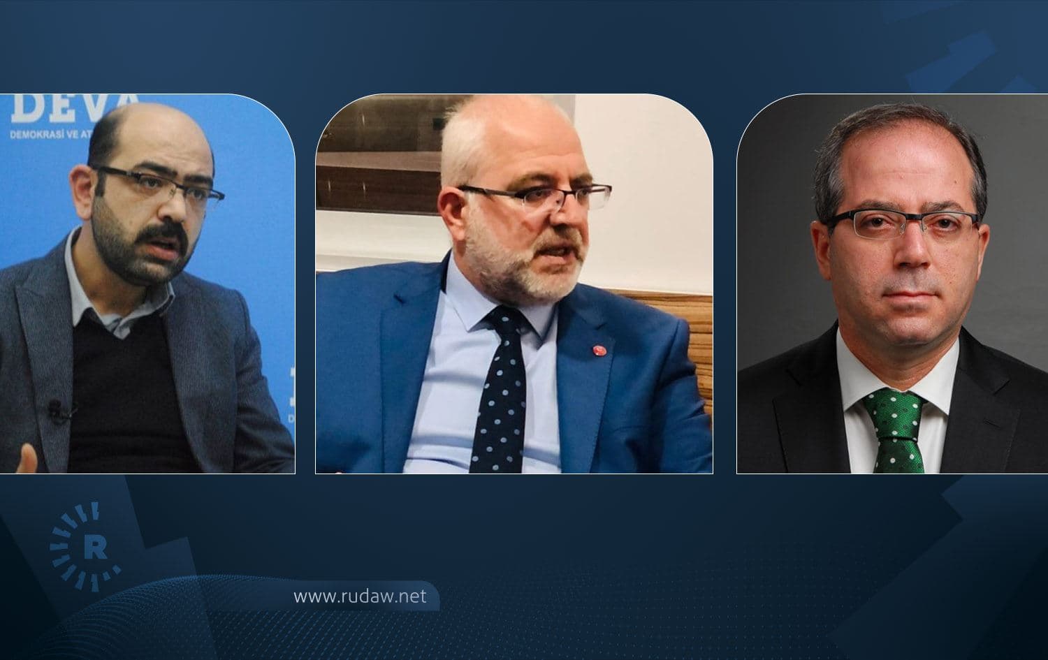 Foto: Rûdaw / DEVA Partisi Diyarbakır İl Başkanı Cihan Ülsen, Saadet Partisi Diyarbakır İl Başkanı Fesih Bozan, Gelecek Partisi Diyarbakır İl Başkanı Aydın Altaç.