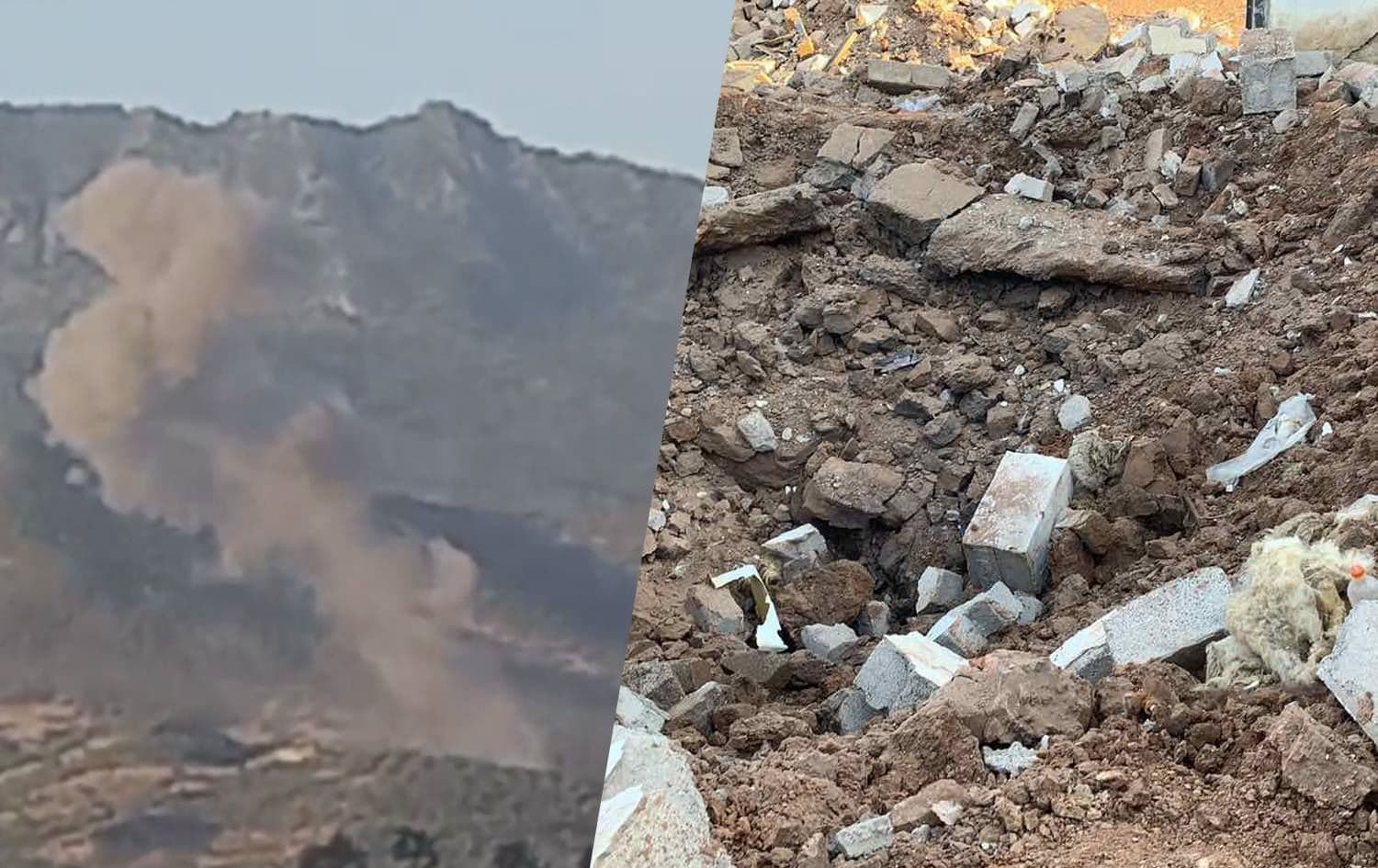 From left: Turkey bombardment near Mizhe and Sindar villages on June 24, and the aftermath. Photos: Rudaw/submitted