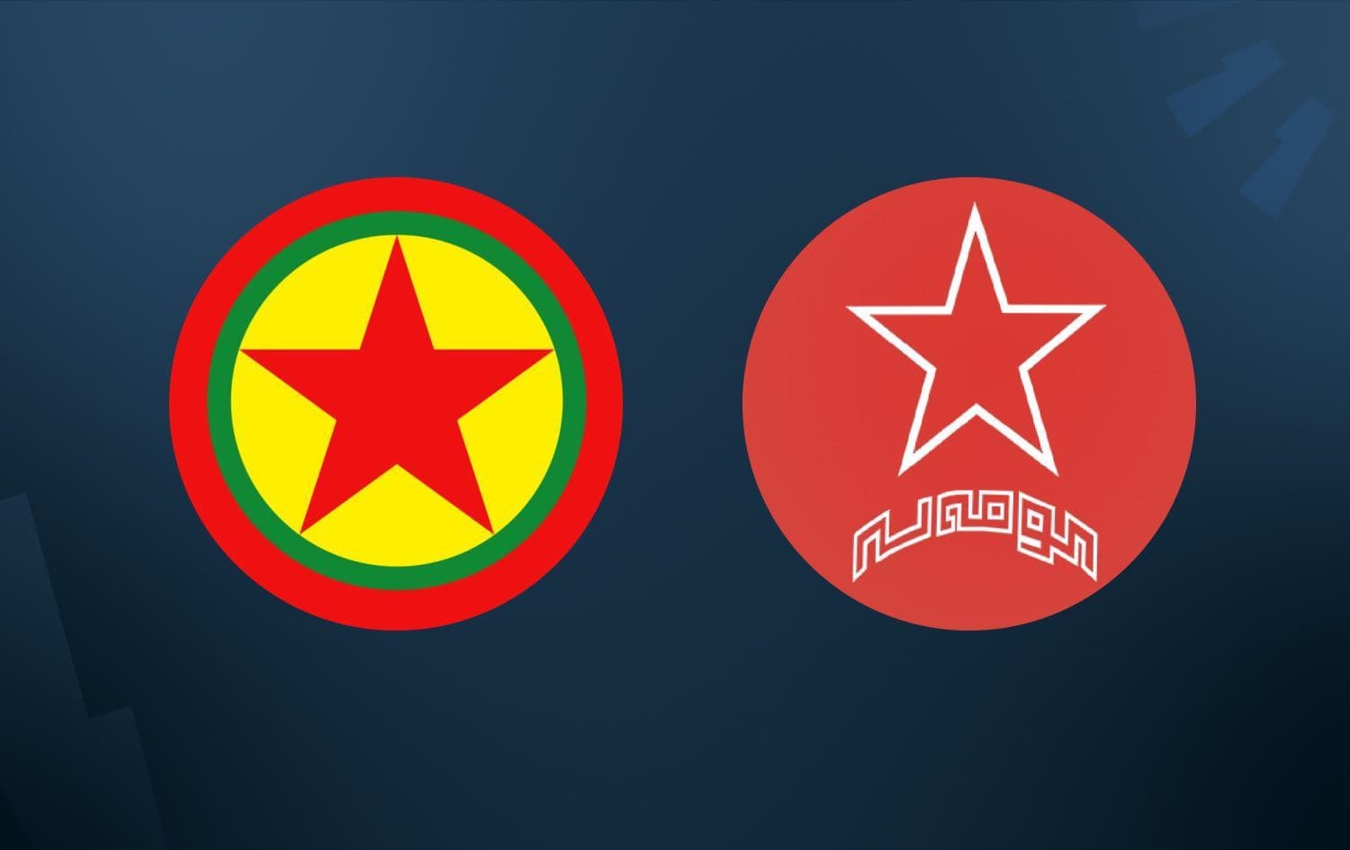 Logos of the PKK and Komala.