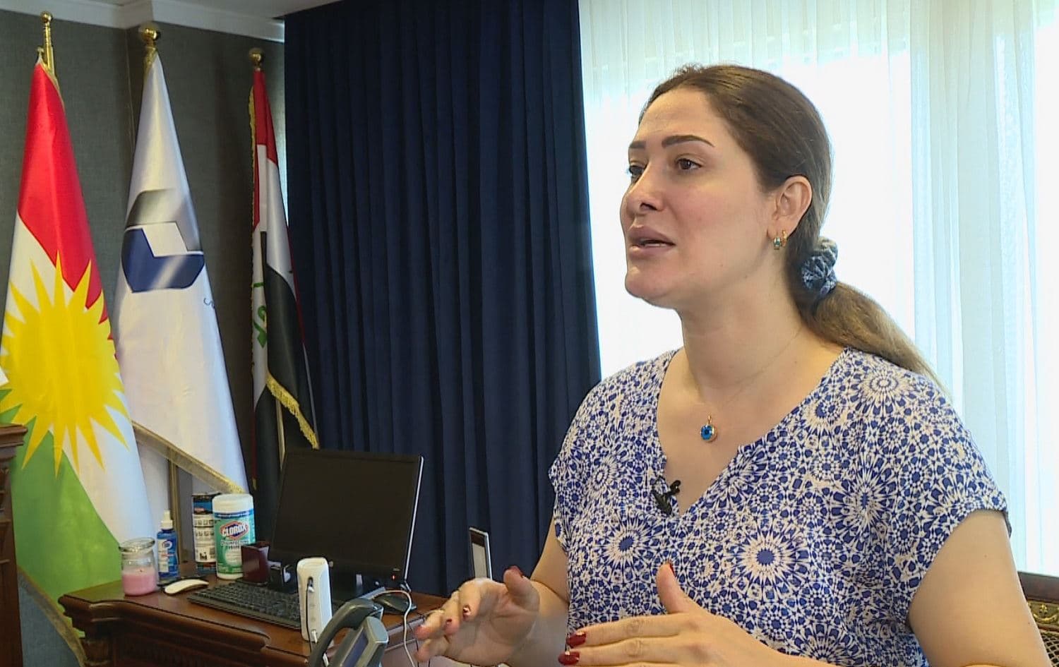 Hamila Gardi, CEO of Region Trade Bank (RT Bank), speaks to Rudaw in Erbil on July 8, 2021. Photo: Rudaw