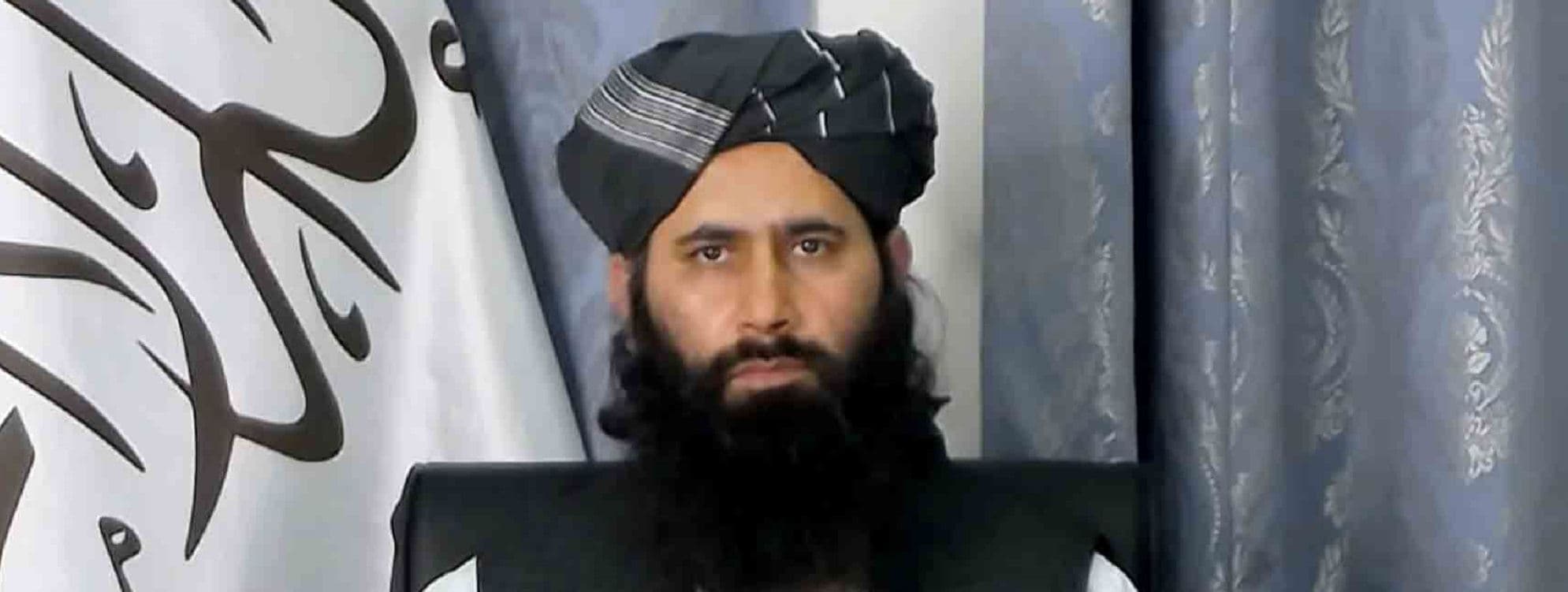 Taliban politburo spokesperson Mohammed Naeem speaks to Rudaw on July 9, 2021. Photo: Rudaw
