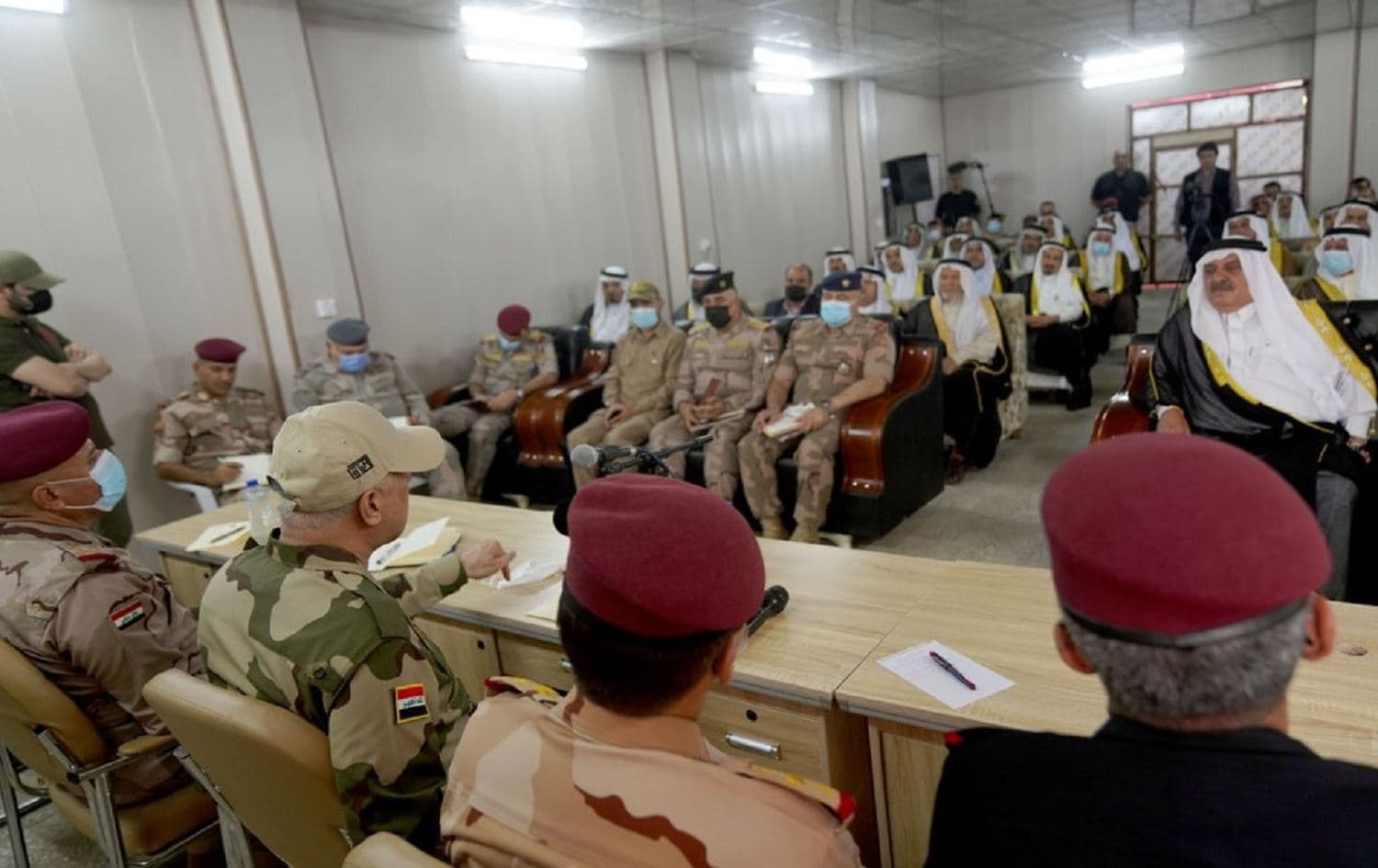 Iraqi PM Mustafa al-Kadhimi holds a meeting in Tarmiyah, Salahaddin province on August 23, 2021. Photo: PM's office