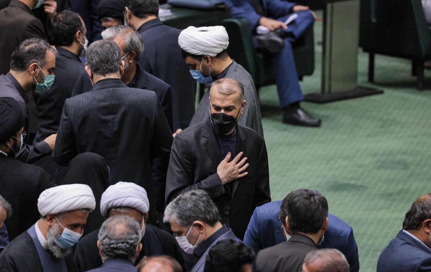 Hossein Amir-Abdollahian, Iran's new conservative foreign minister, looks on during a parliament session to review the new president's cabinet selection in Tehran on August 21, 2021. Photo: Atta Kenare/AFP