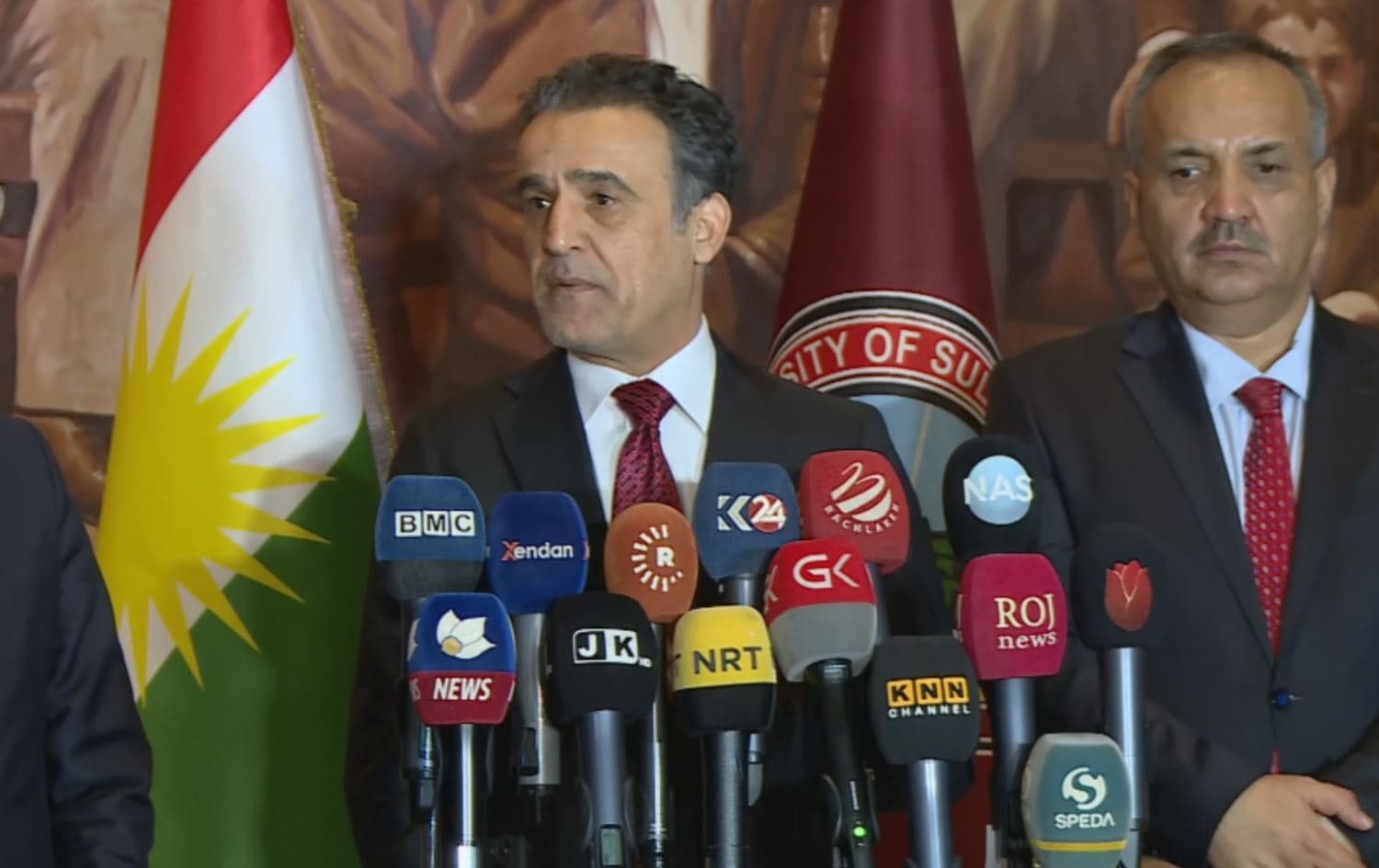 Aram Mohammed, minister of higher education and scientific research said in a press conference on October 28, 2021. Photo: Rudaw/screenshot