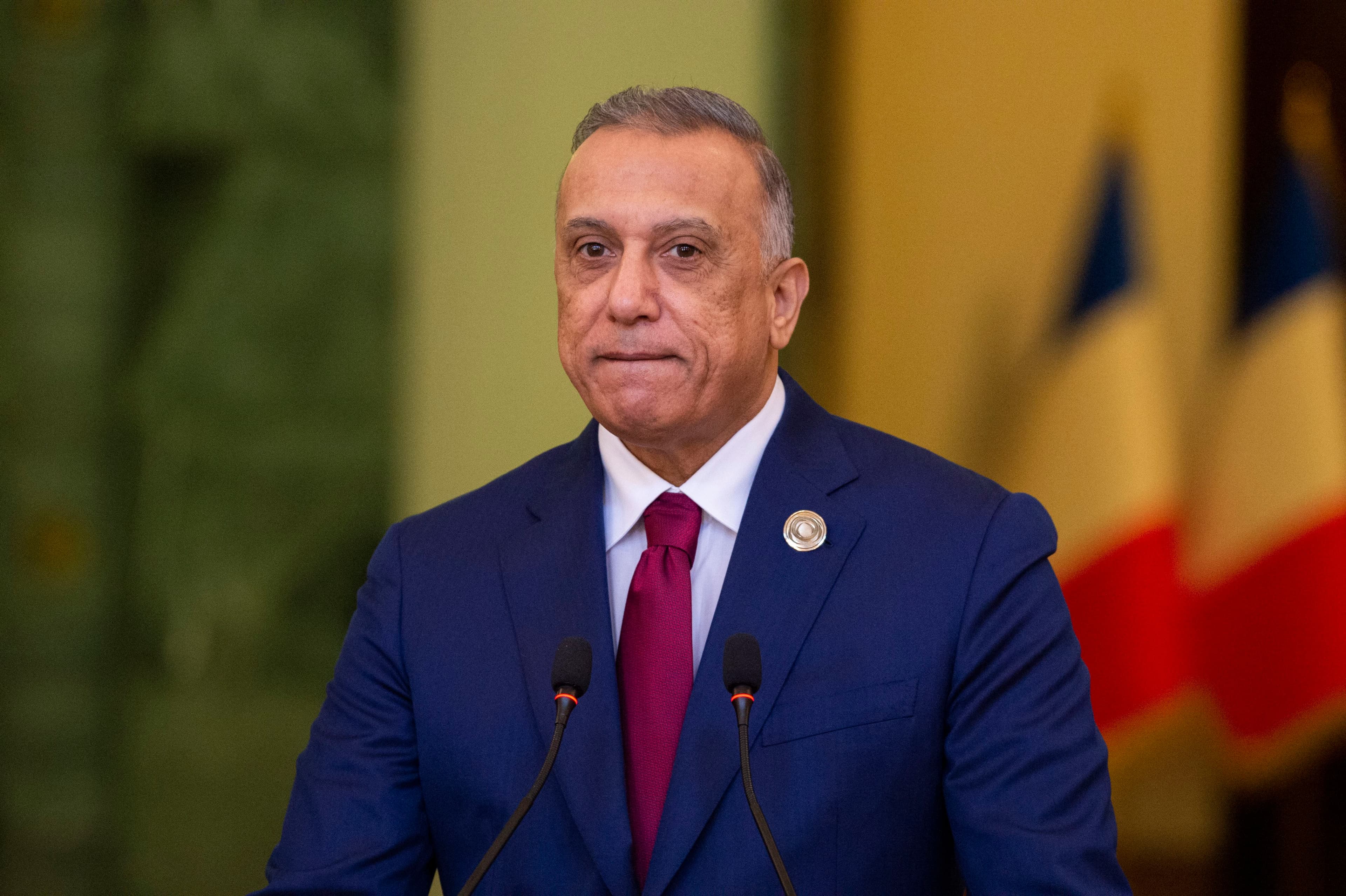 Iraqi Prime Minister Mustafa al-Kadhimi pictured during a press conference in Baghdad on August 28, 2021. Photo: Eliot Blondet/pool/AFP