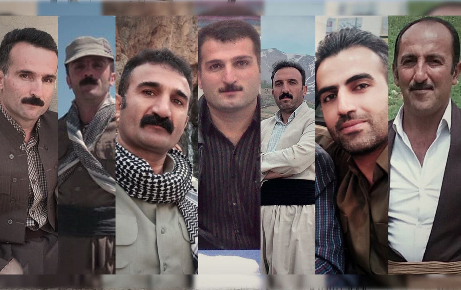 Seven of the ten Kurds arrested recently in Iran. Photo: handout/Kurdistan Human Rights Network