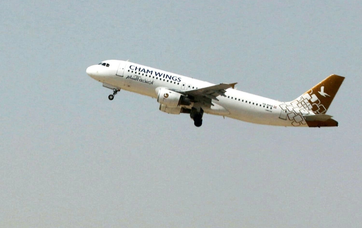 Cham Wings, a private Syrian airline, is pictured taking off from Arbil airport on September 28, 2017. Photo: Safin Hamed/AFP