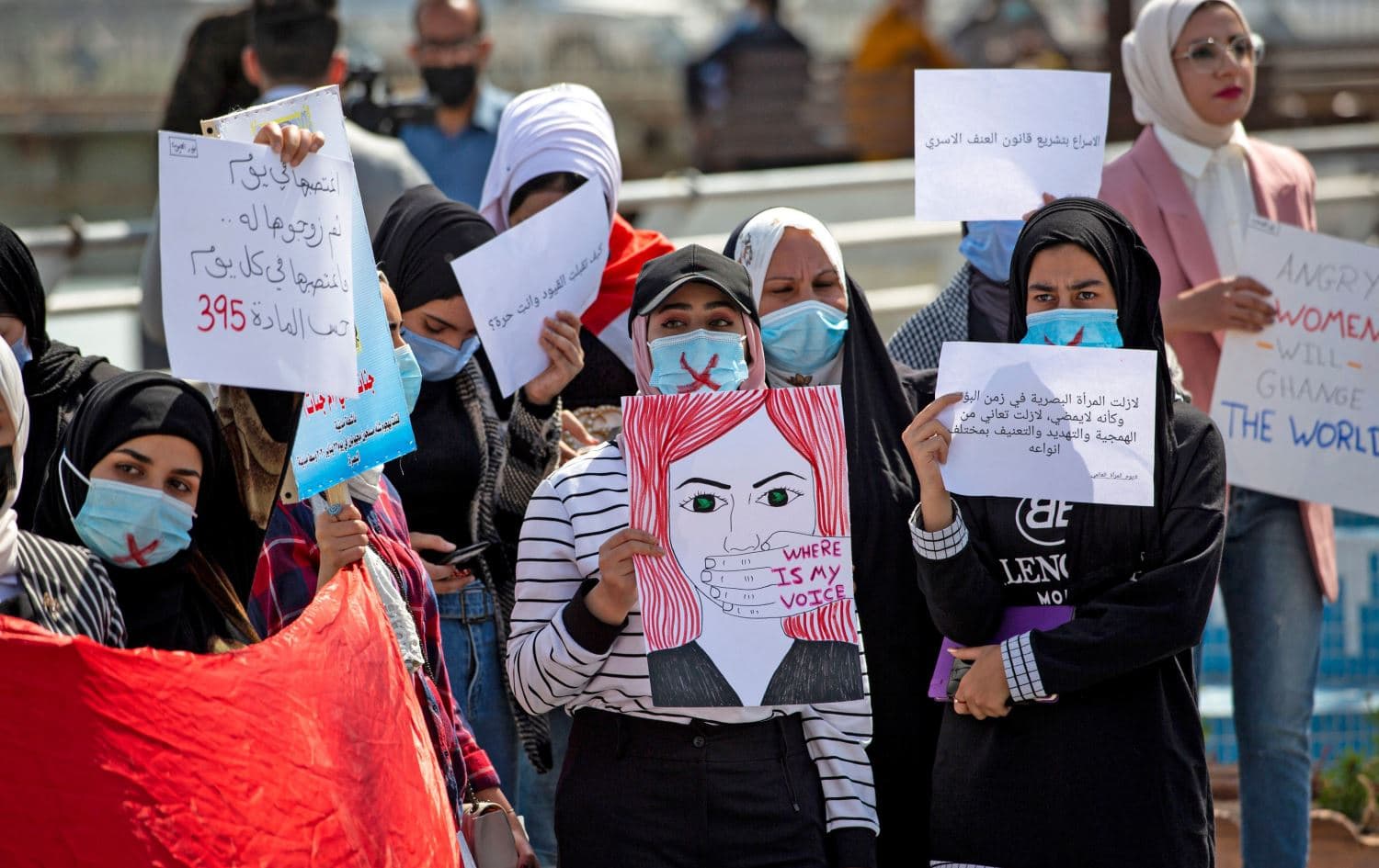 Women attend a rally for International Women’s Day in Iraq’s southern city of Basra on March 8, 2021. Photo: AFP