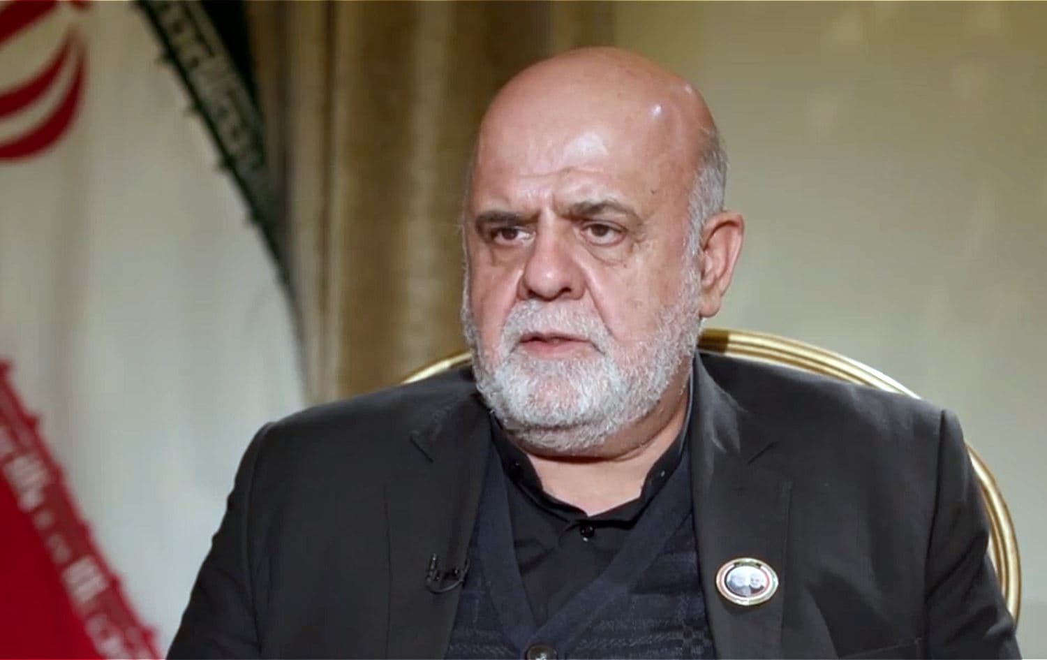 Iran ambassador to Iraq Iraj Masjedi speaks to al-Ahad TV on January 5, 2022. Photo: screenshot