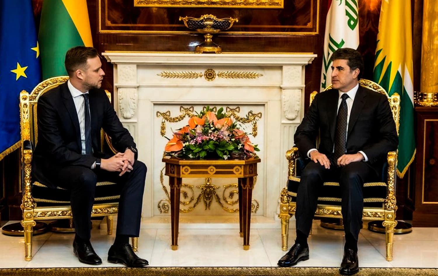 Kurdistan Region President Nechirvan Barzani received Lithuanian Foreign Minister Gabrielius Landsbergis on January 17, 2022. Photo: Kurdistan Region Presidency