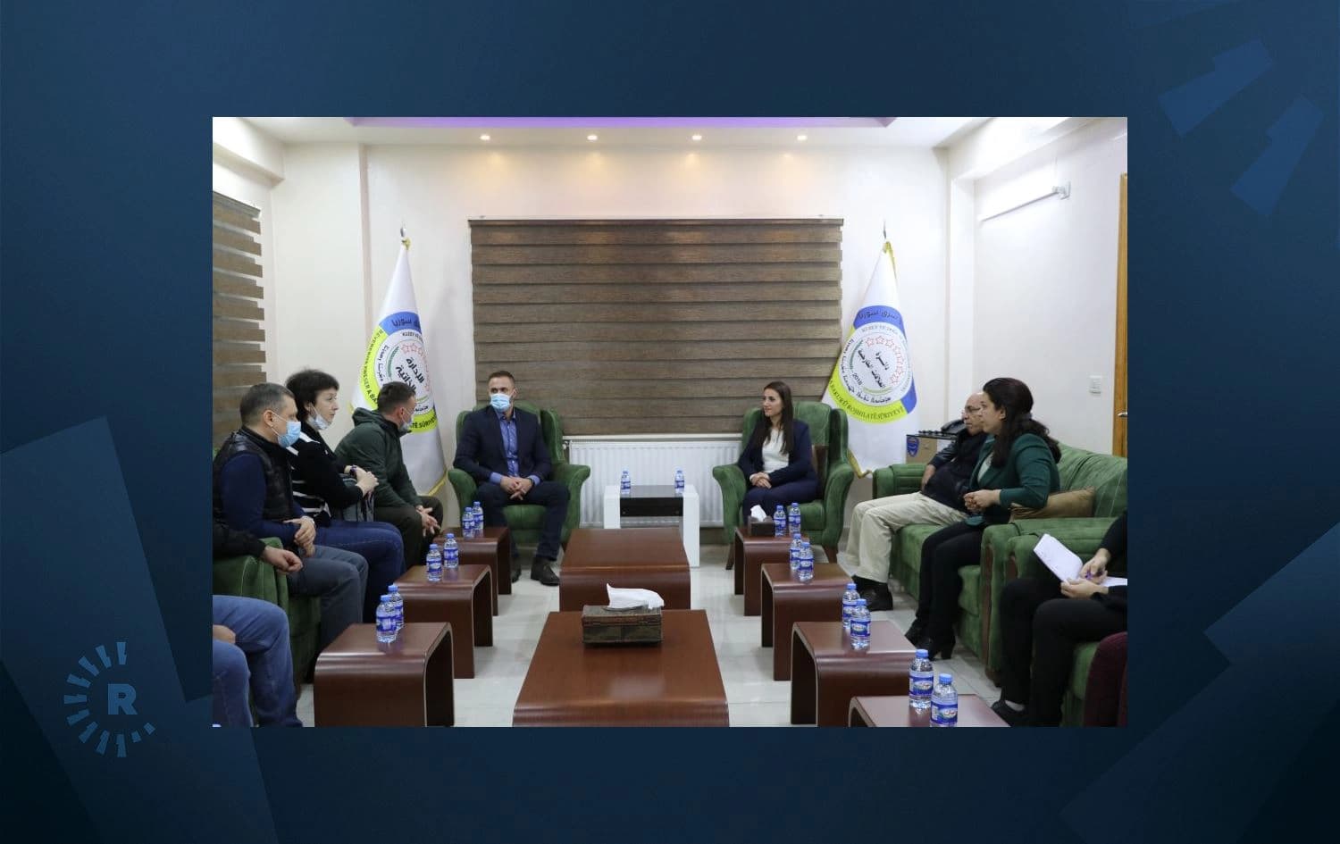 Abir Ilina, deputy co-chair of Rojava's foreign office (third from left), in a meeting with the Russian delegation in Qamishli on February 23, 2022. Photo: Handout