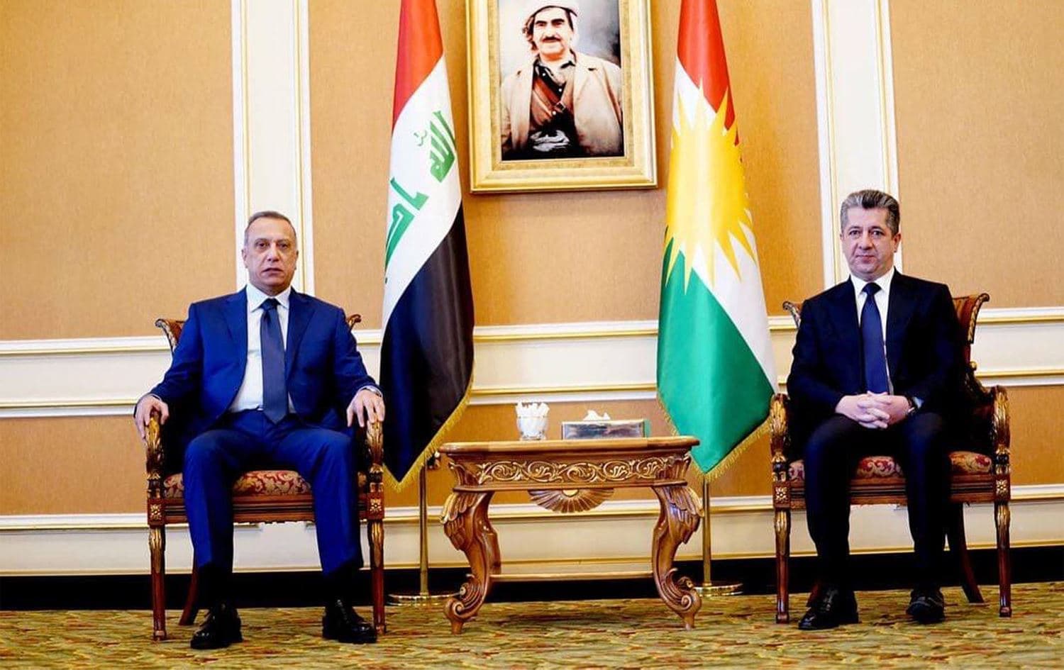 Iraqi Prime Minsiter Mustafa al-Kadhimi met with Kurdistan Region Prime Minister Masrour Barzani in Erbil on March 14, 2022. Photo: PM Kadhimi's office