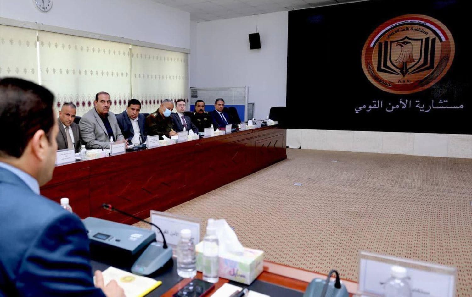 Iraq's National Security Agents Council meeting on March 22, 2022 led by National Security Advisor Qasim al-Araji. Photo: Qasim al-Araji/Facebook