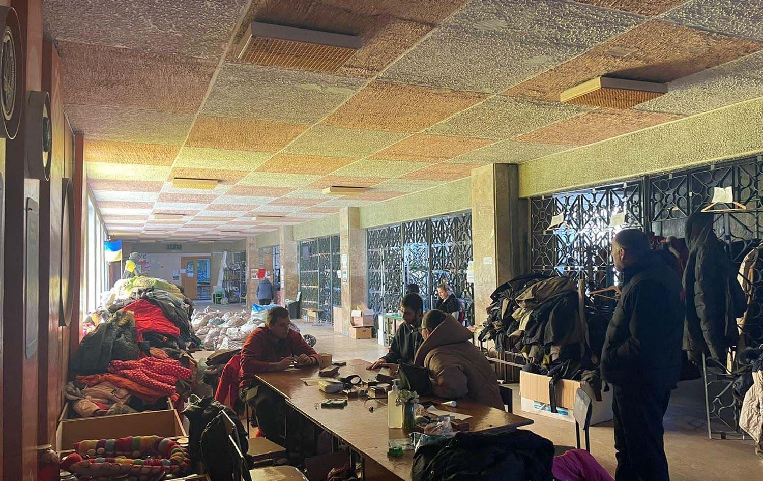 Donations collected by Kurdish businessman Emad Ballack being sorted in Kyiv. Photo: Submitted