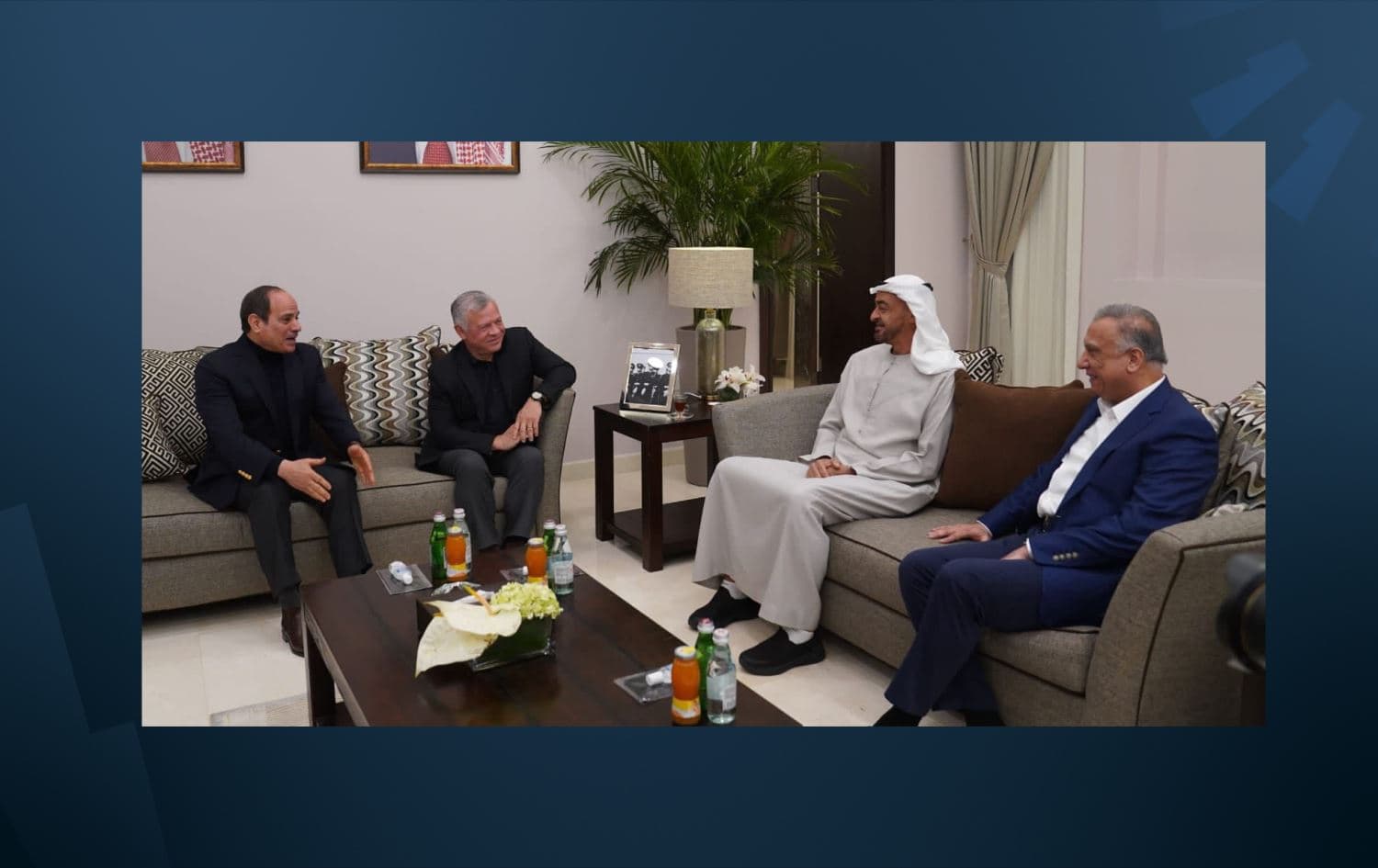 From left: Egyptian President Abdel Fattah al-Sisi, Jordan’s King Abdullah II, Crown Prince of Abu Dhabi Mohammed bin Zayed al-Nahyan and Iraqi PM Mustafa al-Kadhimi in Jordan on March 25, 2022. Photo: handout/Kadhimi’s office