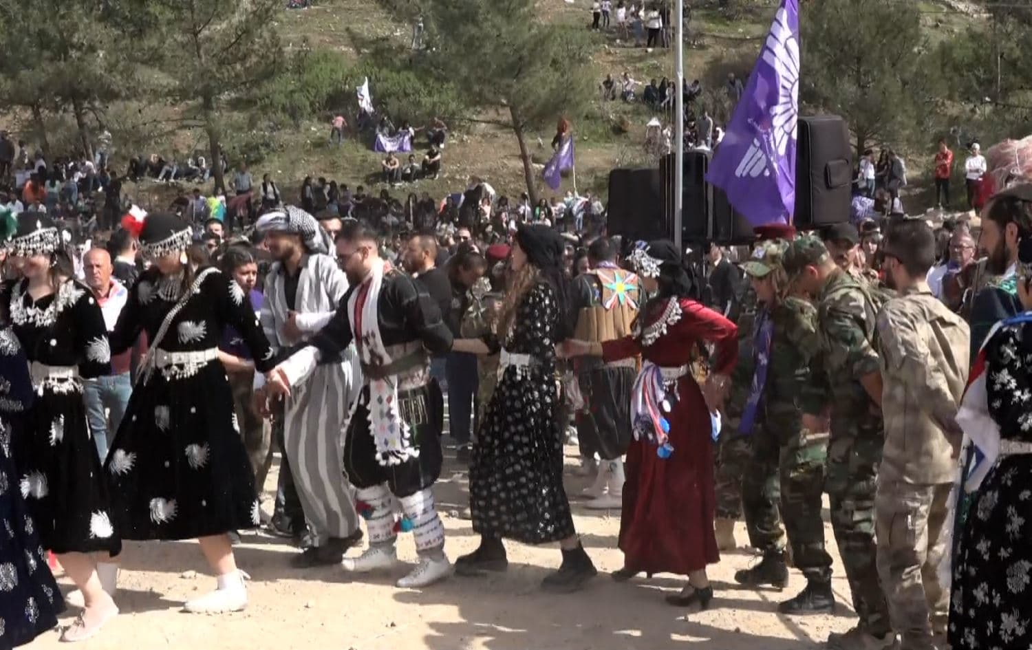 Assyrians in Duhok celebrating Aku, also called Kha b-Nisan, with traditional music and dance on April 1, 2022. Photo: Rudaw