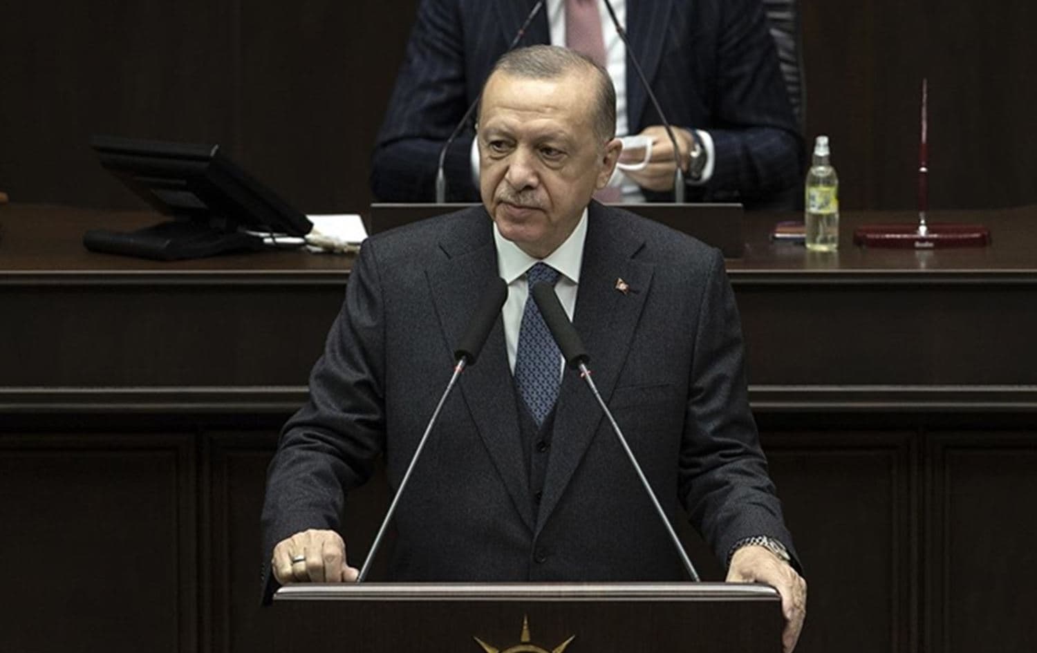 Turkish President Recep Tayyip Erdogan addressing the Turkish parliament on April 20, 2022. Photo: Anadolu Agency