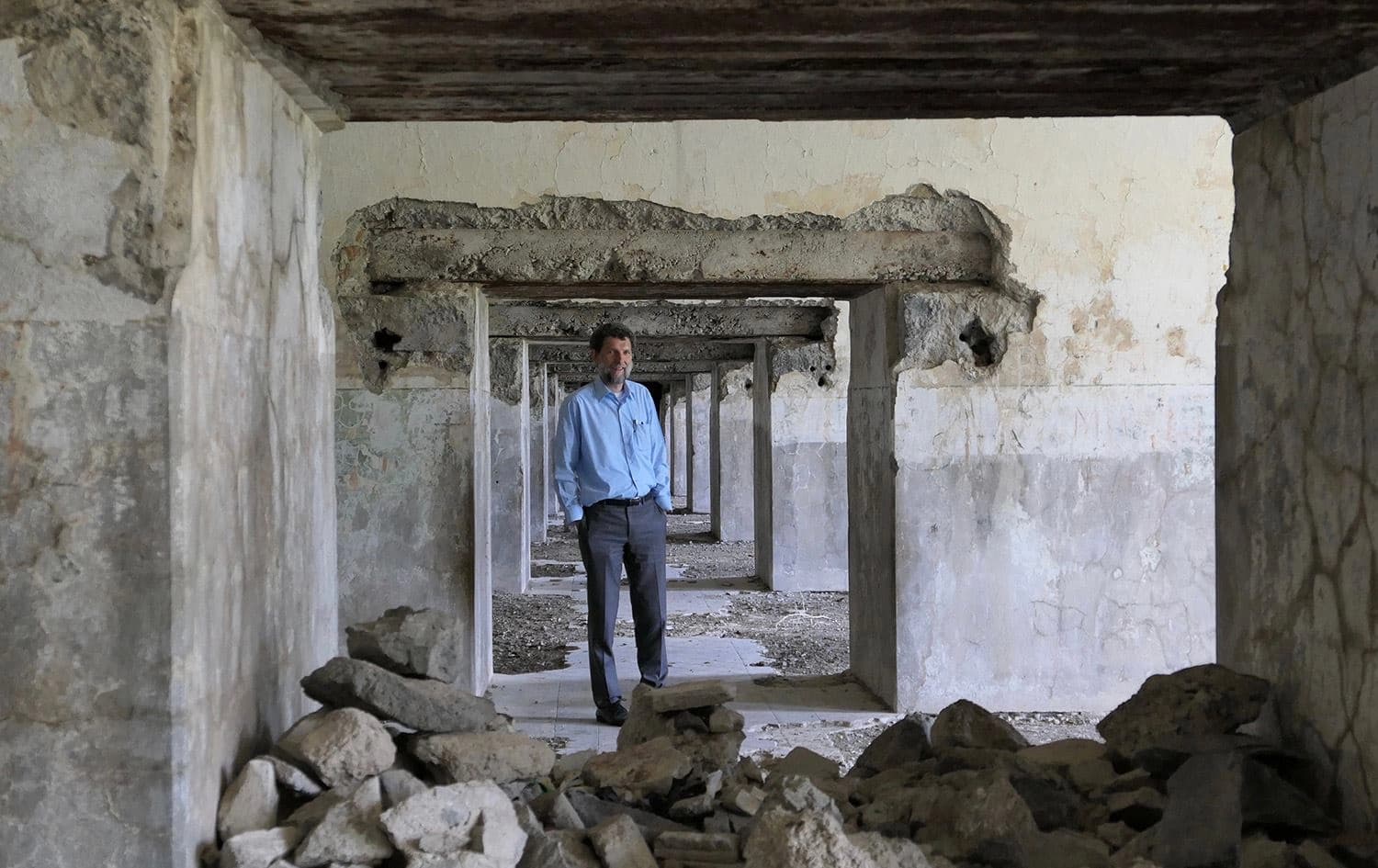 Osman Kavala posing in Istanbul in a photo released on October 15, 2021. Photo: AFP/Anadolu Culture Center