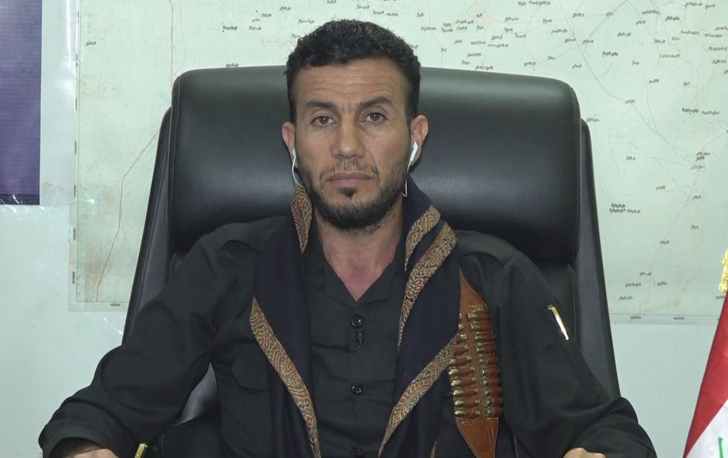 Khal Ali, commander of the Lalish PMF regiment, speaking to Rudaw on May 3, 2022. Photo: Rudaw