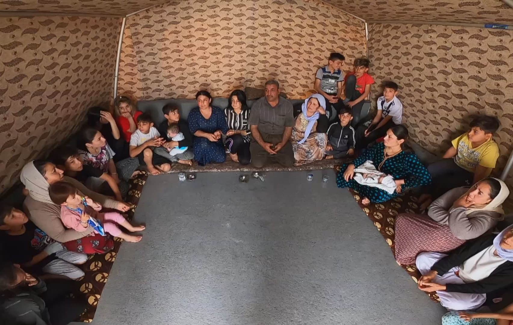 Displaced Yazidis in their tent in Duhok's Sharya camp, on May 3, 2022. Photo: Rudaw