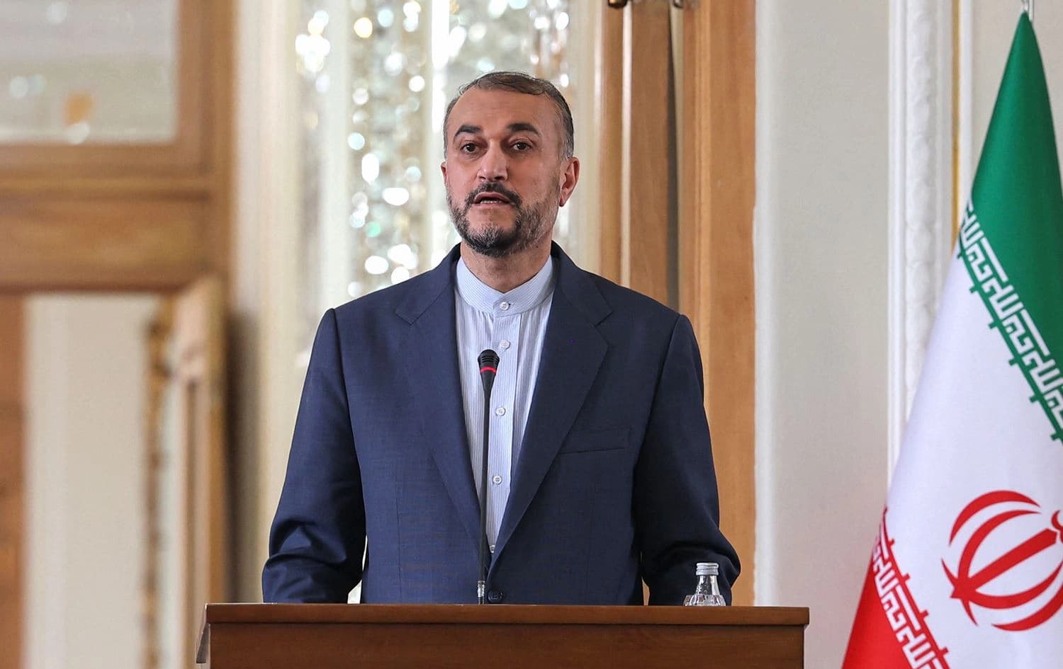 Iran's Foreign Minister Hossein Amir-Abdollahian speaks during a press conference in the capital Tehran, on May 8, 2022. Photo: Atta Kenare/AFP