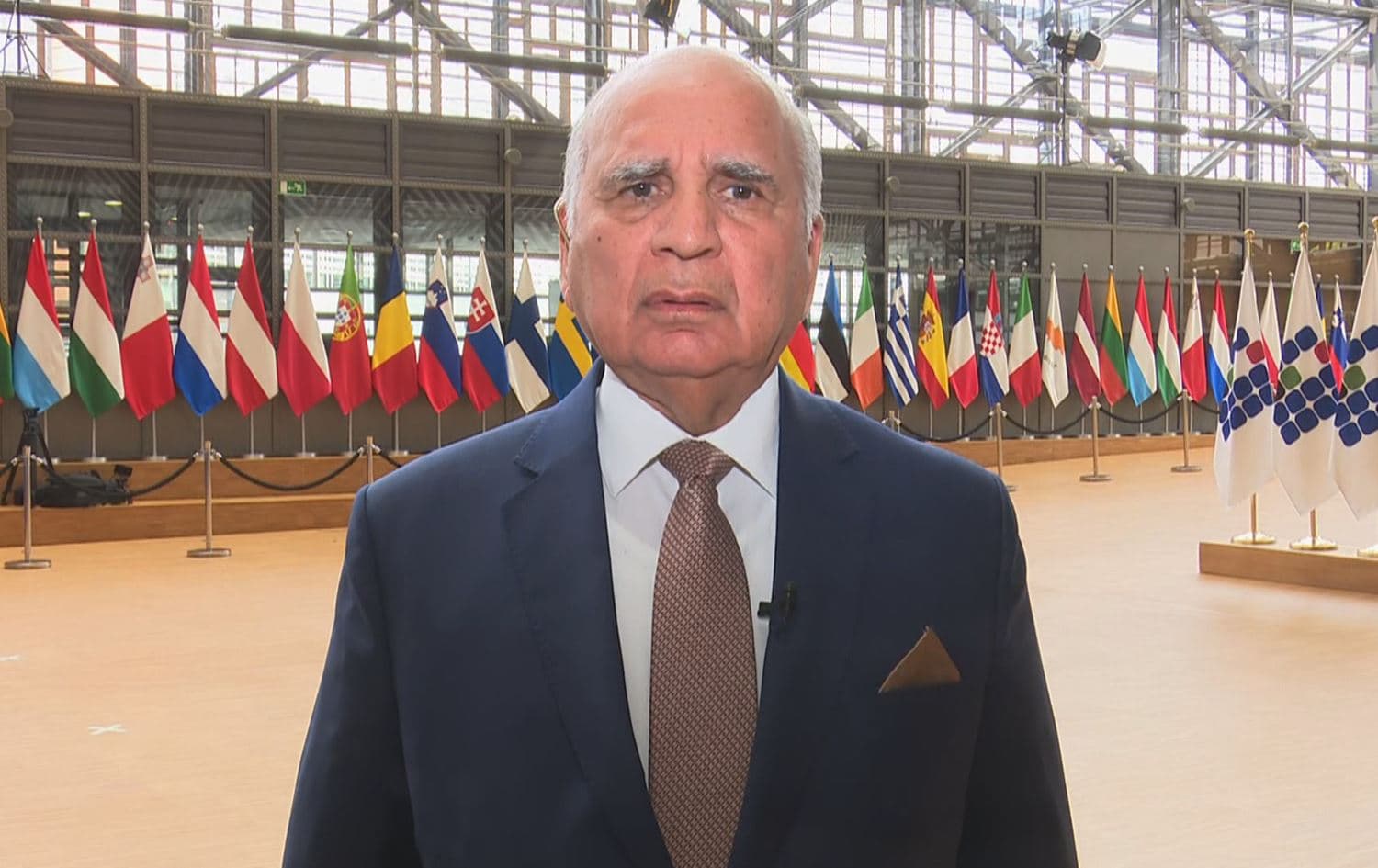 Iraq’s Foreign Minister Fuad Hussein in an interview with Rudaw on May 10, 2022. Photo: Rudaw