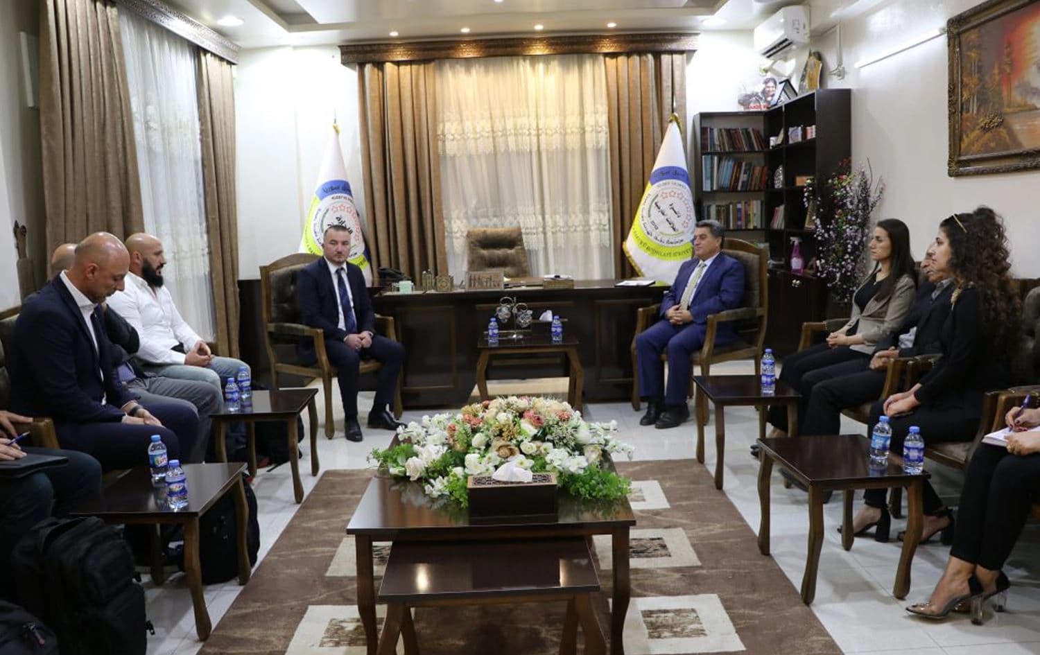 The Rojava administration's foreign office received a delegation from the Albanian and Kosovo government on May 21, 2022. Photo: Rojava’s foreign office