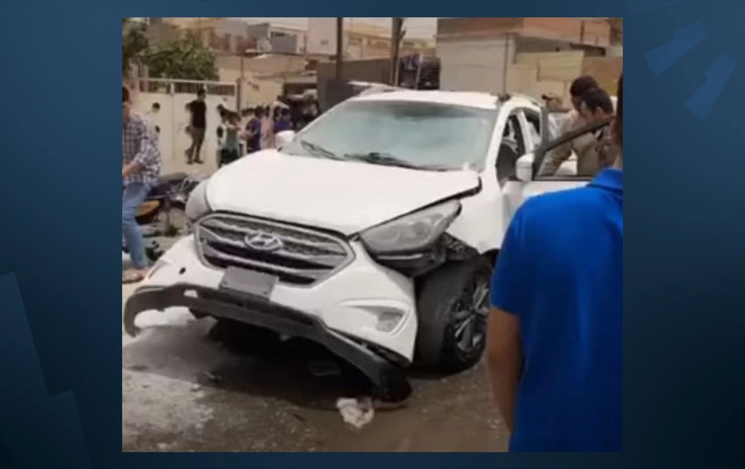 The car following the blast in Erbil on June 6, 2022. Photo: Submitted