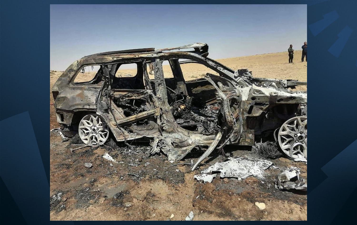 The car targeted by a Turkish drone killing at least four alleged PKK fighters in Kalar on June 17, 2022. Photo: Submitted
