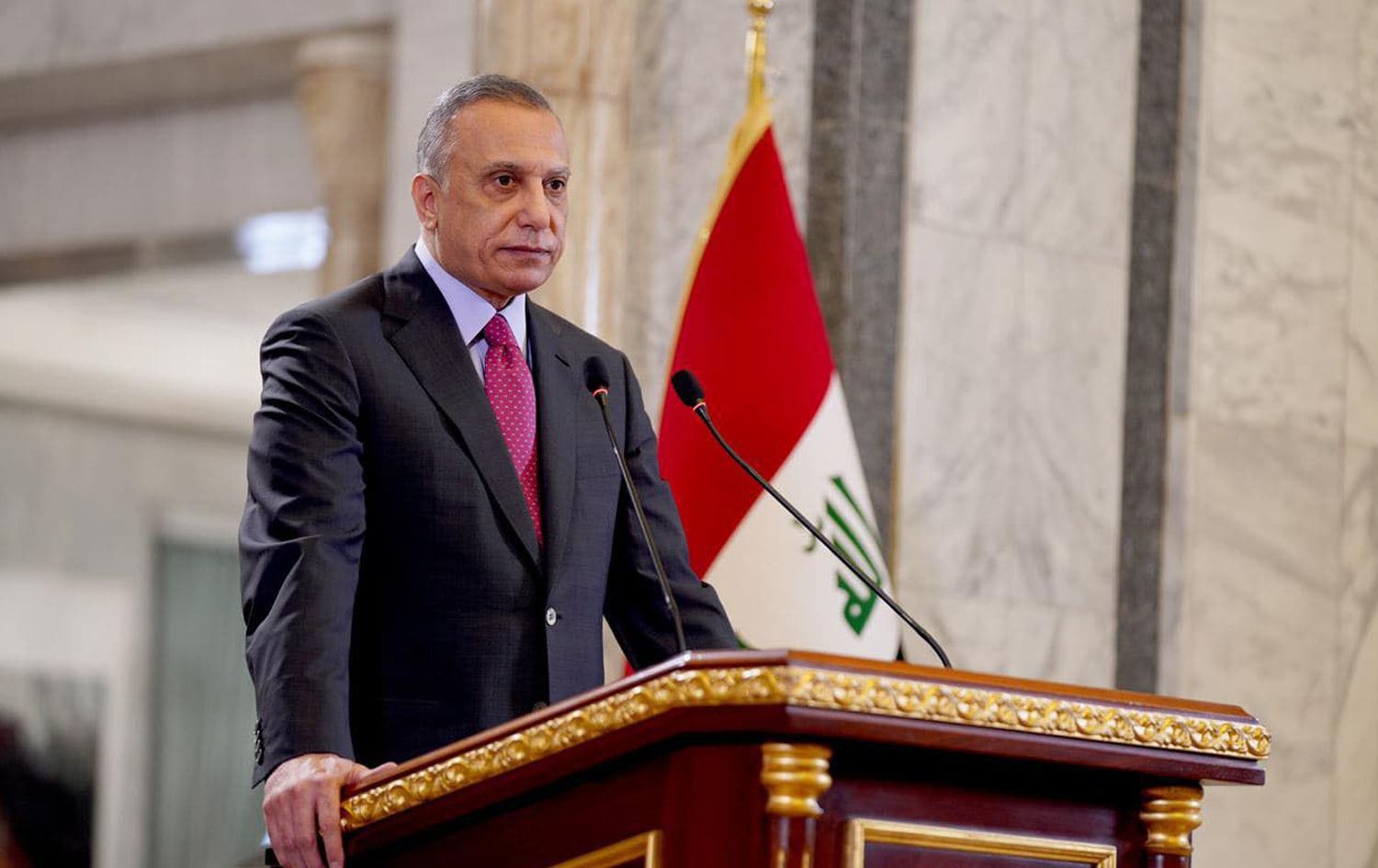 Iraqi Prime Minister Mustafa al-Kadhimi in a press conference in Baghdad on June 7, 2022. Photo: Kadhimi's office