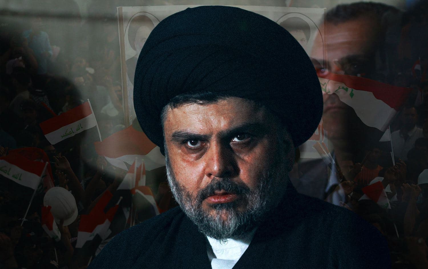Iraqi protestors during a rally outside Baghdad’s high-security Green Zone on August 12, 2022. Iraqi Shiite cleric Muqtada al-Sadr. Photos: AFP. Graphic: Rudaw