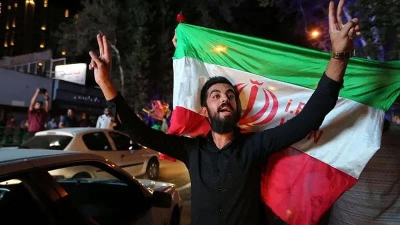 Iranians celebrating the nuclear deal after it was struck in 2015. File photo: AFP