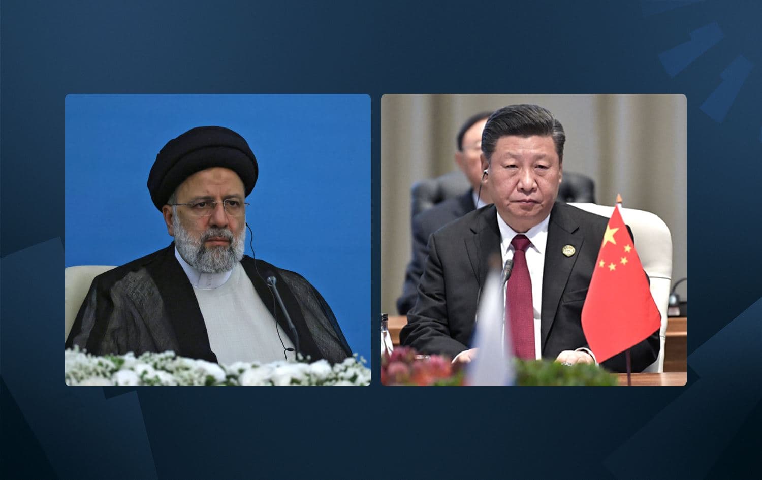 Iranian President Ebrahim Raisi (left) and Chinese President Xi Jinping (right). Photo: AFP. Graphic: Rudaw