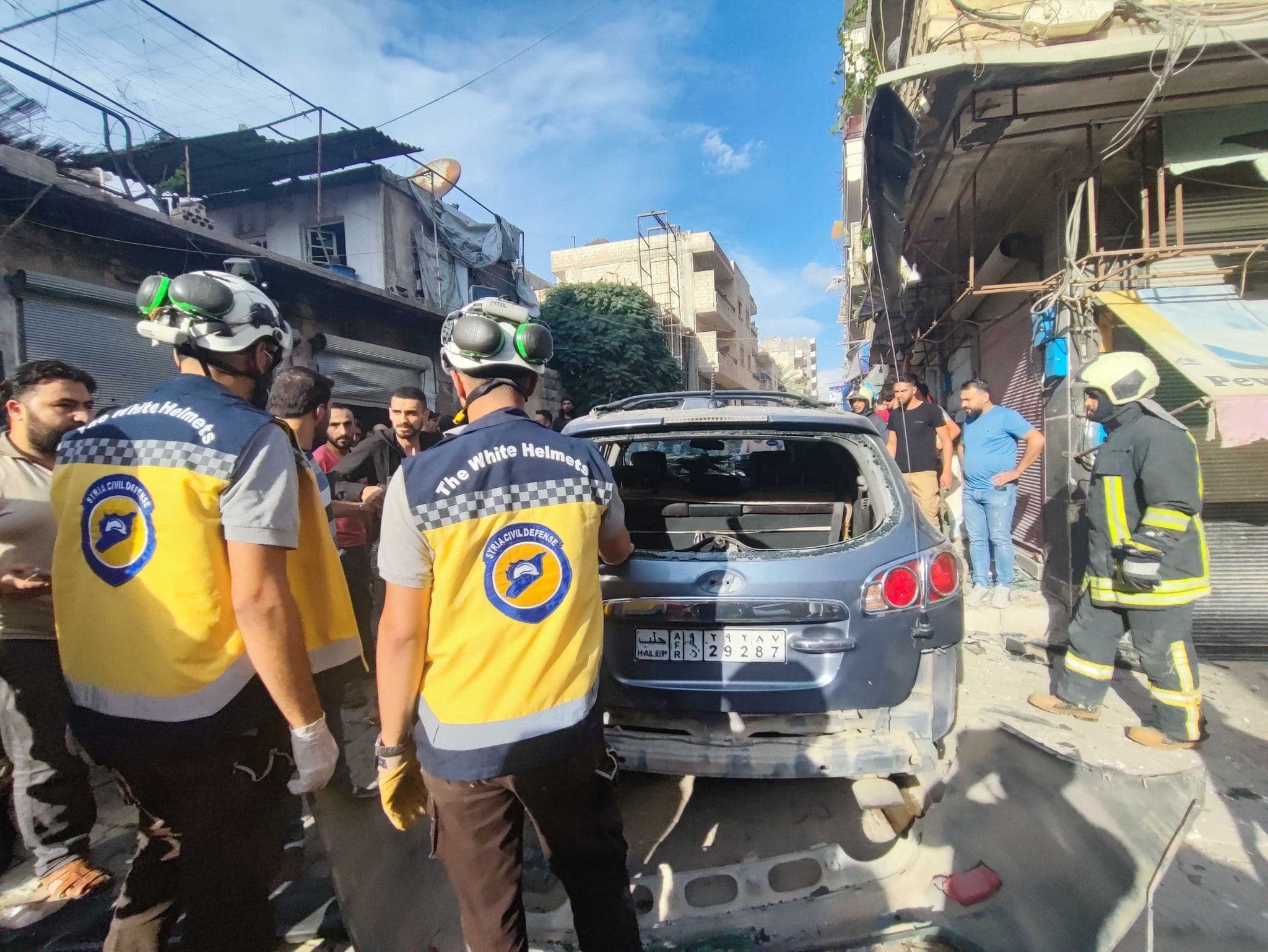 Aftermath of explosion in Afrin city on September 22, 2022. Photo: SCD