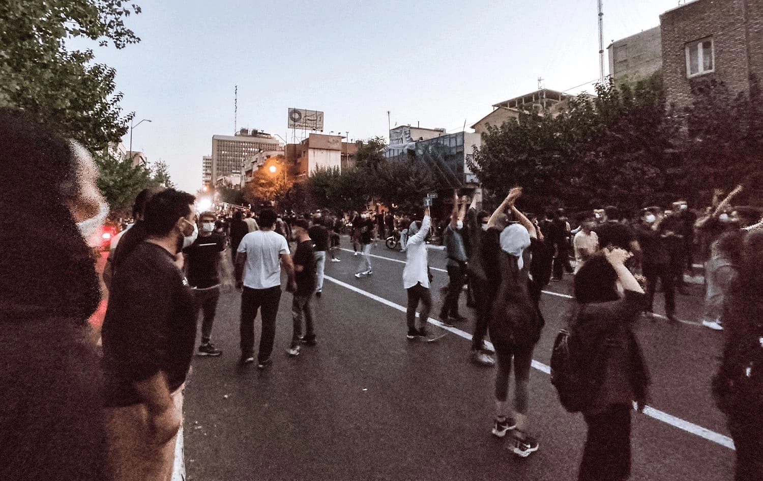 A picture obtained by AFP outside Iran on September 21, 2022, shows Iranian demonstrators taking to the streets of the capital Tehran during a protest for Mahsa Amini, days after she died in police custody. Photo: AFP