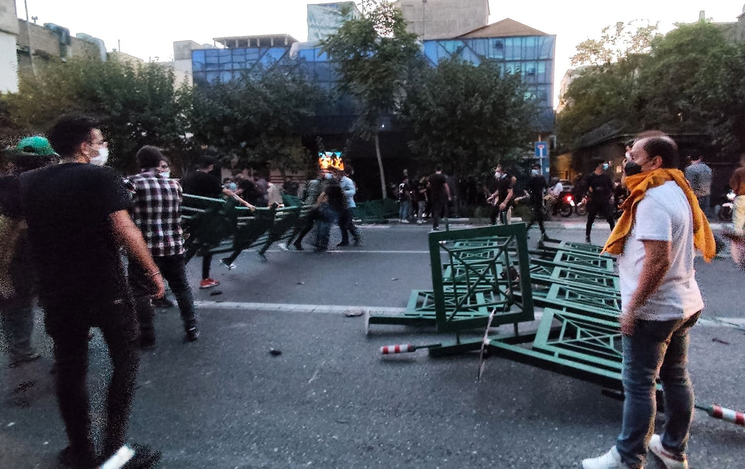 A photo of Iranian protestors in Tehran on September 21, 2022. Photo: obtained by AFP