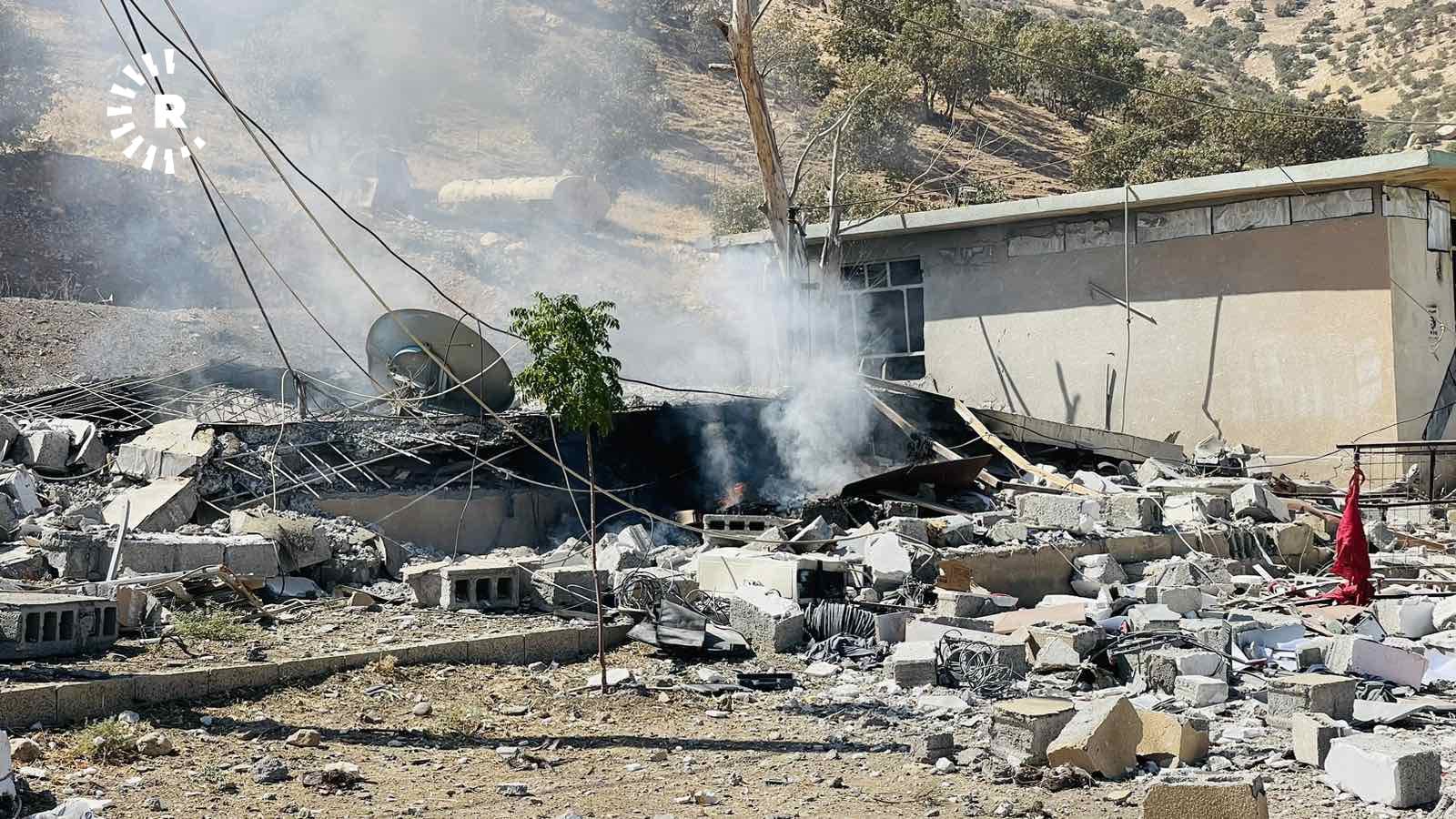 وێنەی دوای بۆردوومانەکانی ئێران بۆسەر بنکە و بارەگاکانی حیزبە کوردییەکان لە زڕگوێز. وێنە: هۆرڤان رەفعەت - رووداو